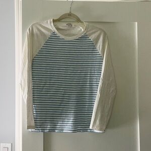 J. Crew Blue and White Striped Long Sleeve Tee